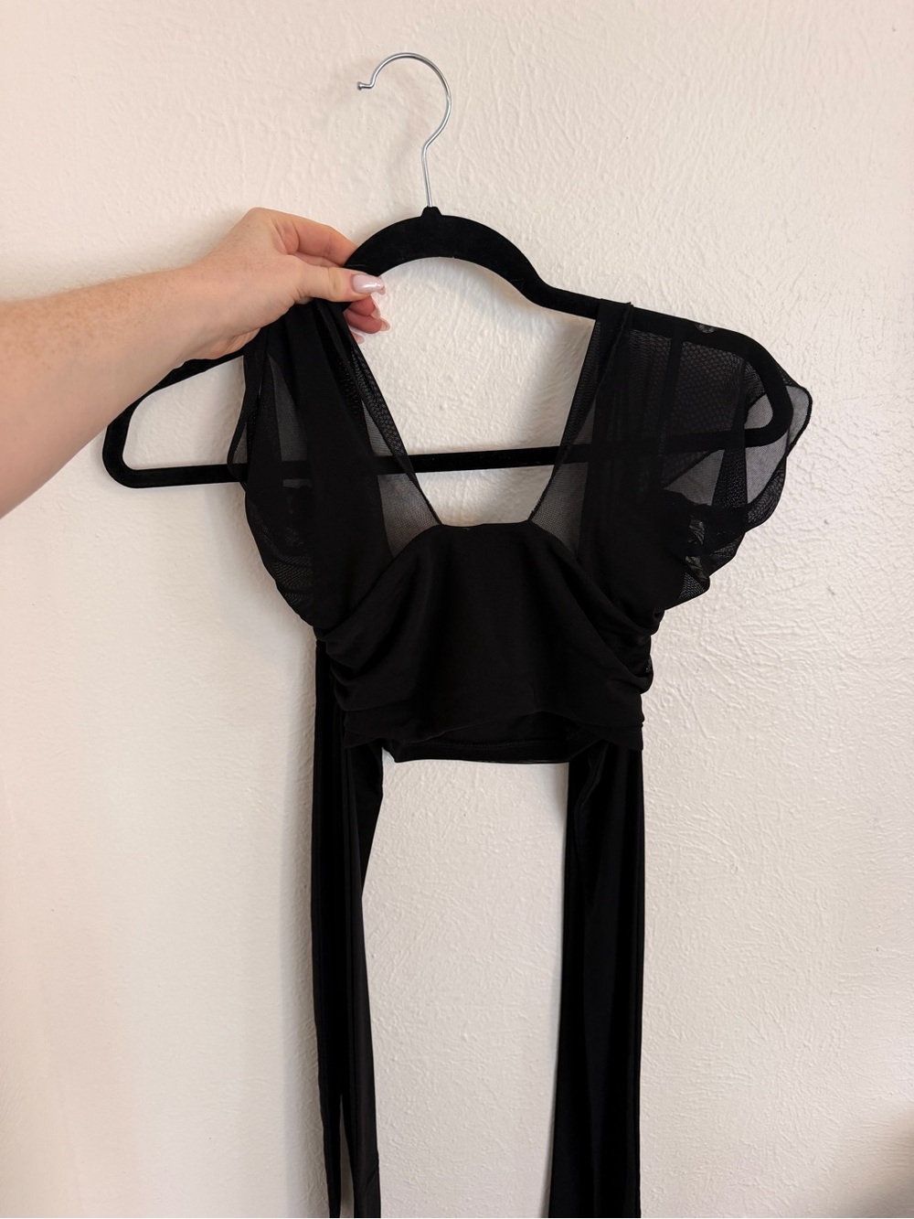 Black Mesh Crop Top w/ Ties